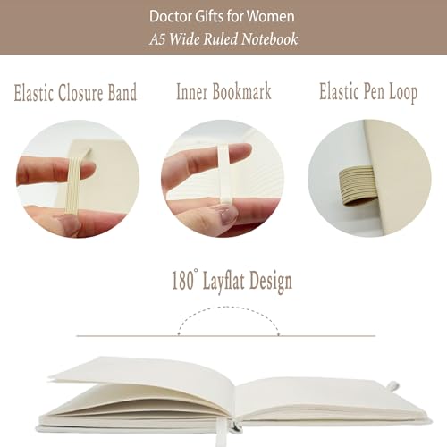 MALLAbyLAMMA Doctor Appreciation Gift, Doctor Journal 200 Pages Notebook A5 Lined with Pen, Best Doctor Ever Keychain, Female Doctor Gift, Dr Gifts for Women, Gifts for Doctor Woman Birthday Christmas Going Away - Image 3