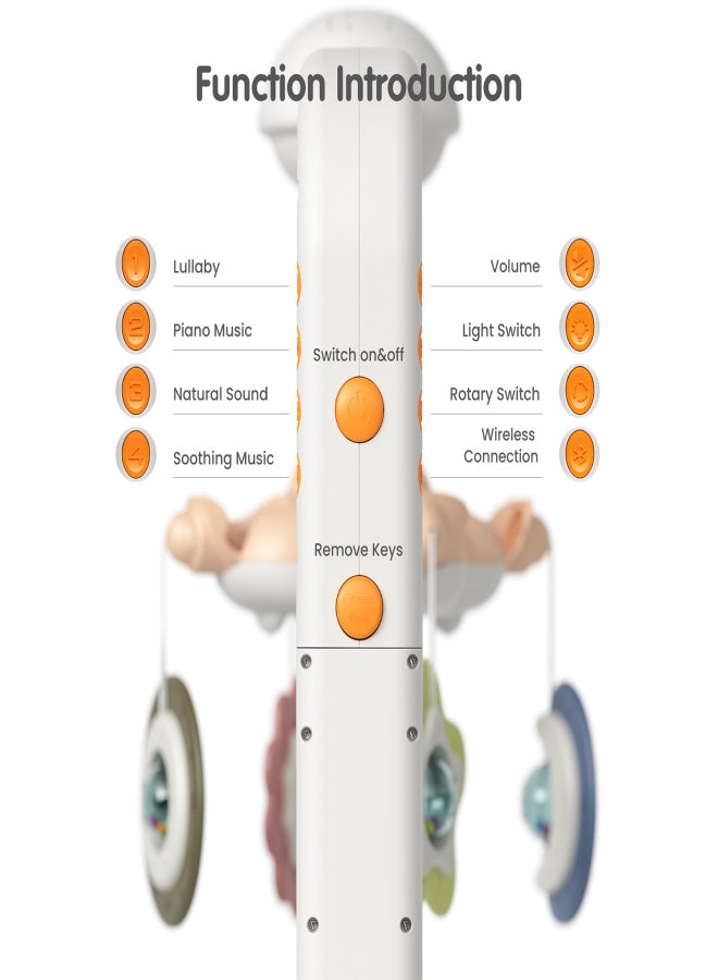 Baby Crib Mobile with Projection Night Light Soothing Music White Noise Hanging Rattle Toys 360° Rotatable Wireless BT Connection Nursery Soother Toy for Infants Toddlers - Image 4