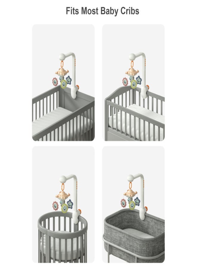 Baby Crib Mobile with Projection Night Light Soothing Music White Noise Hanging Rattle Toys 360° Rotatable Wireless BT Connection Nursery Soother Toy for Infants Toddlers - Image 2