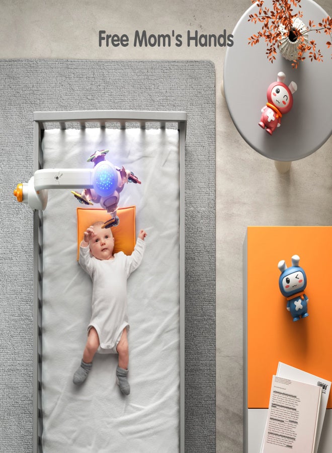 Baby Crib Mobile with Projection Night Light Soothing Music White Noise Hanging Rattle Toys 360° Rotatable Wireless BT Connection Nursery Soother Toy for Infants Toddlers - Image 5
