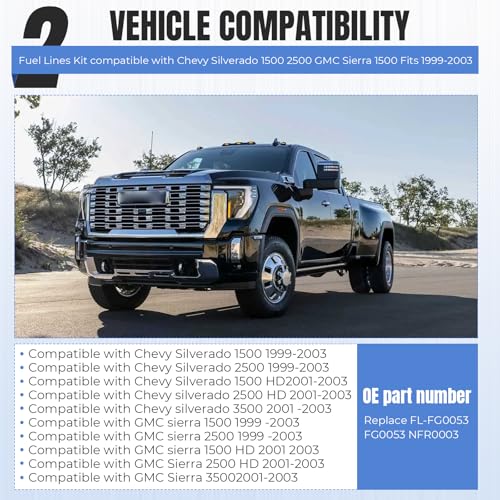 Dexepe Fuel Lines Kit compatible with Chevy Silverado 1500 2500 GMC Sierra 1500 1999-2003 4.8L 5.3L 6L 8.1L Pickup Trucks replace FL-FG0053 FG0053 NFR0003 Nylon Fuel Lines Repair Kit - Image 2