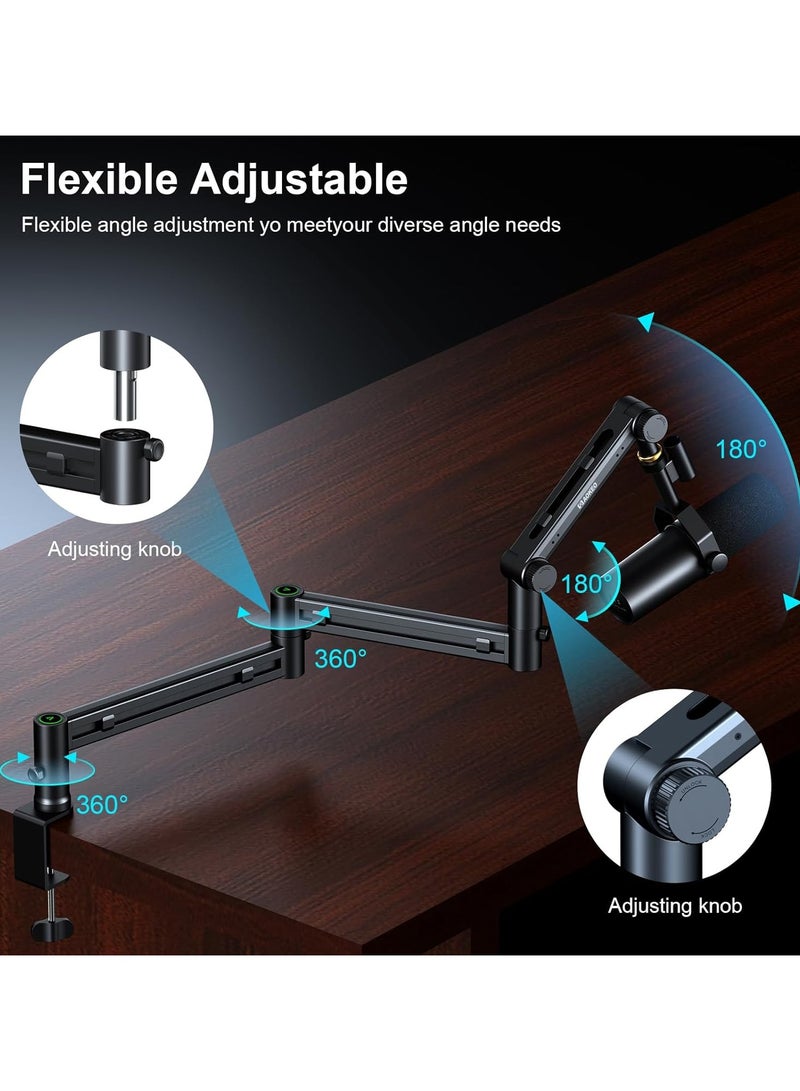 YQLIFE Microphone Arm, Desk Low Profile Mic Boom Arm Stand,Suitable For Blue Yeti,Snowball iCE,HyperX QuadCast,SoloCast,Elgato Wave,Etc - Image 3