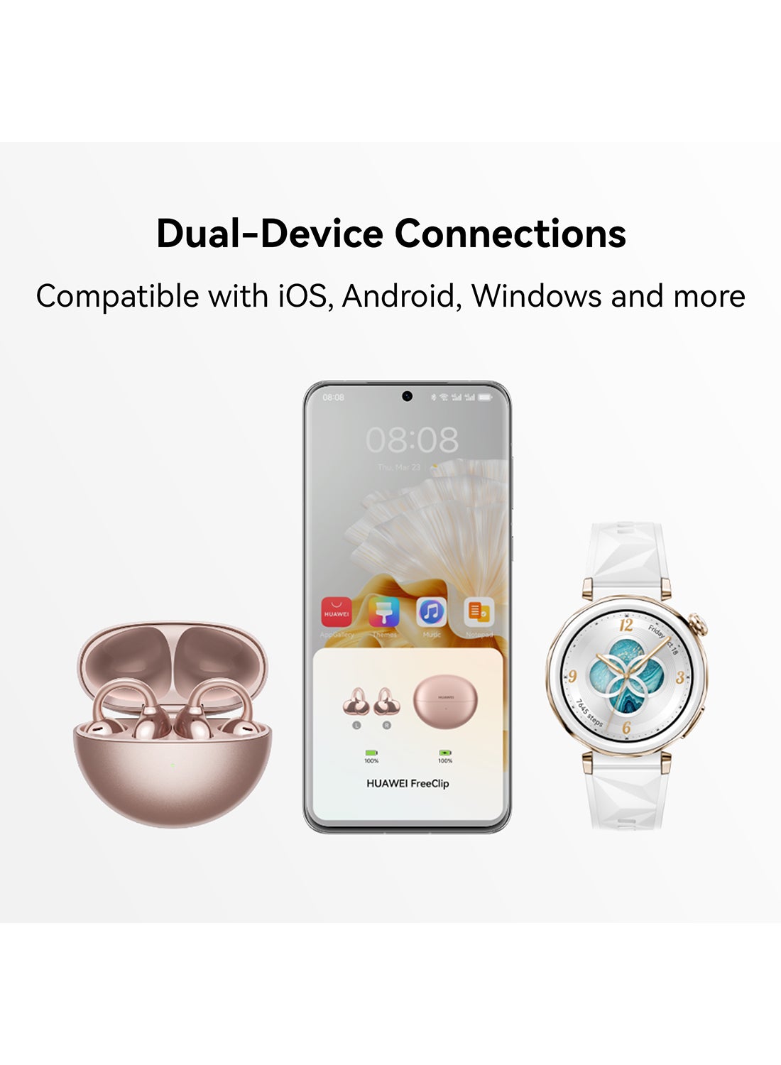 Huawei FreeClip Open-Ear Wireless Earbuds - Rose Gold