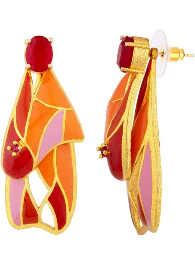 VOYLLA Voylla Butterfly Colourful Wings Earrings, Brass, Faux Stone
