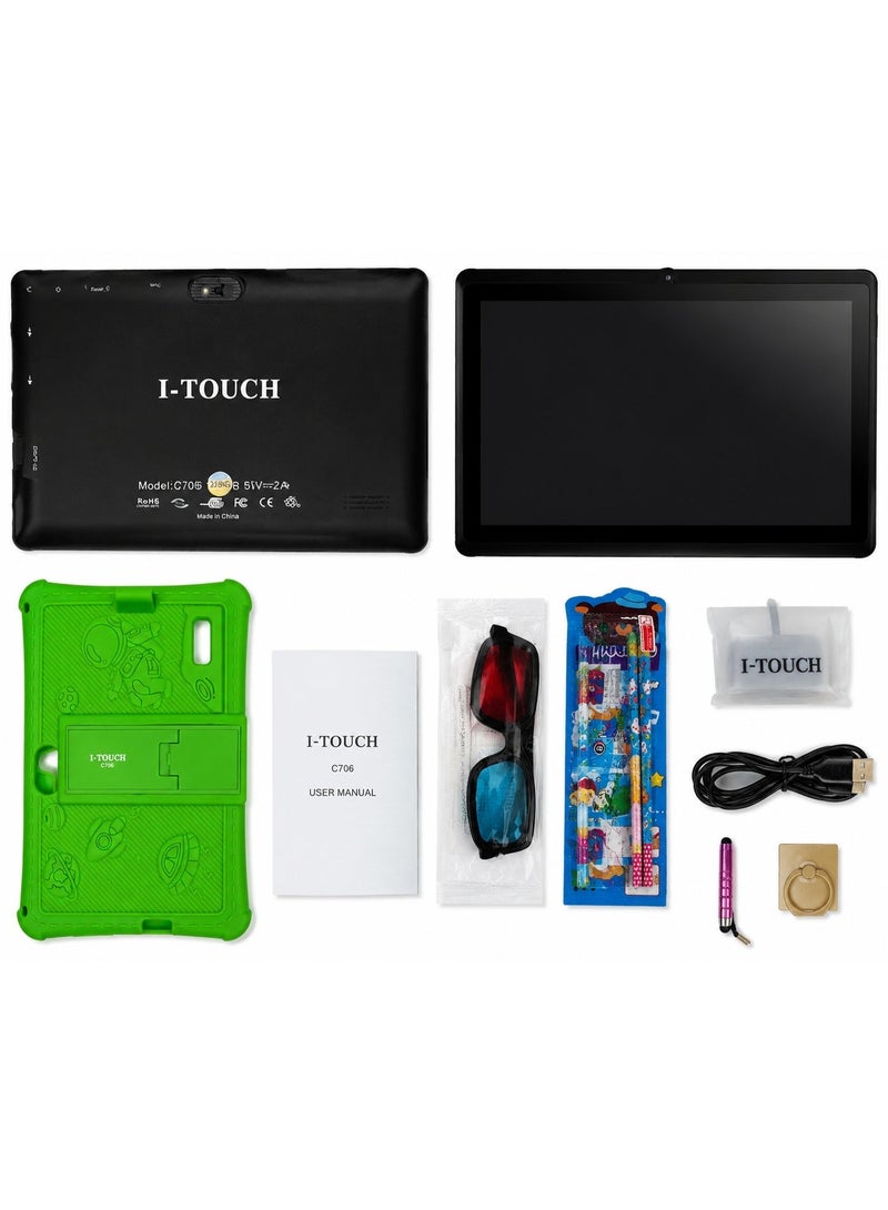 I-TOUCH C706 Kids Tablet 7-Inch HD IPS WiFi Tablet | Android 13 | 6GB RAM | 256GB Storage | Quad-Core Processor | Dual Camera | Shockproof EVA Protective Case | Black - Image 3
