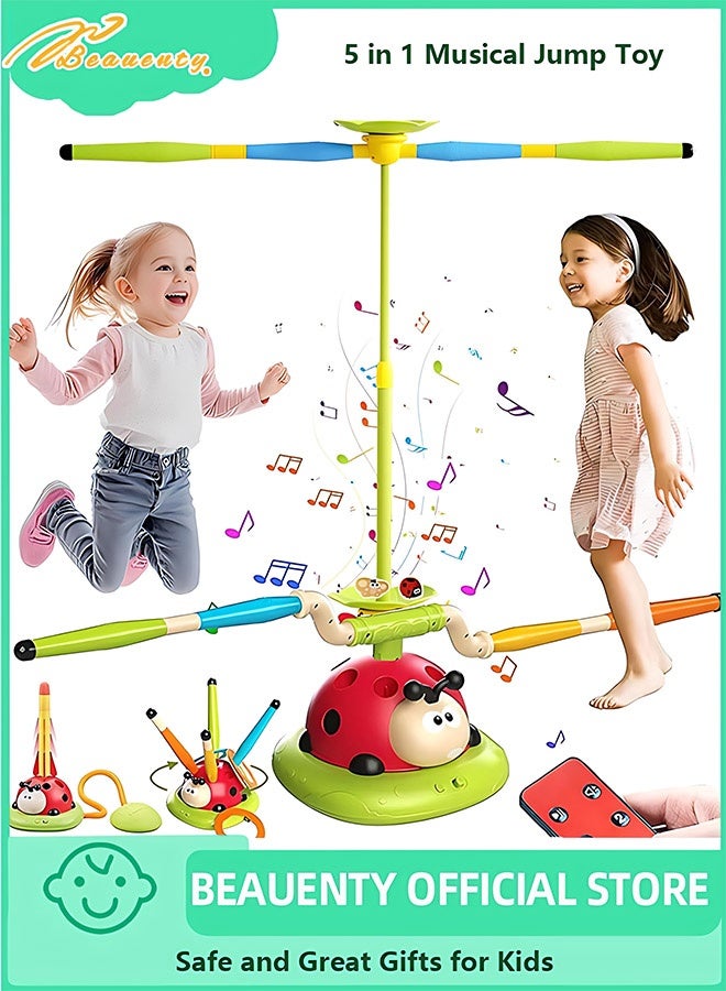 Beauenty 5 in 1 Music Sports Machine, Ring Throwing Game Toy and Rocket Launcher Children's Outdoor Remote Control Toy, Indoor and Outdoor Birthday Gifts Children's 3+ Year Old Toys - Image 1