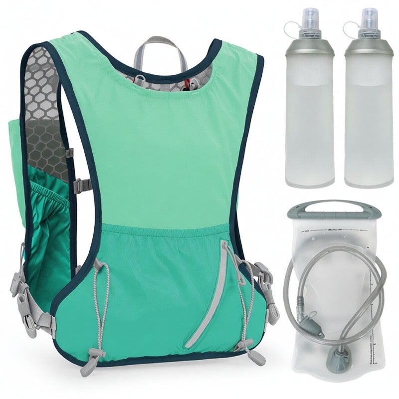 INOXTO 5L Hydration Vest Backpack Water Running Vest Pack with 1pc 1.5L Water Bladder and 2pcs 450ml Soft Water Bottles - Image 1