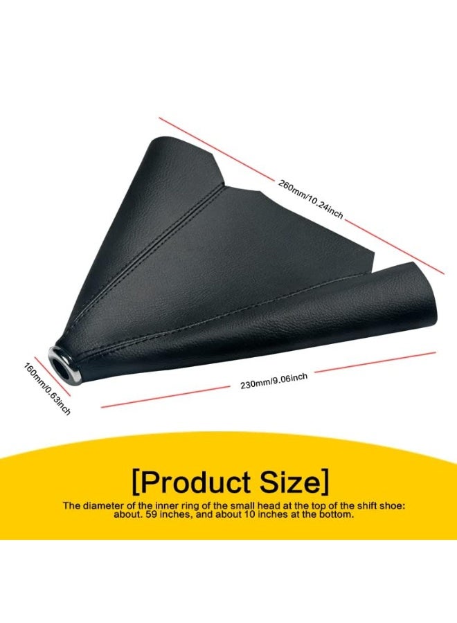 شابية غطاء واقي لمقبض ناقل الحركة للسيارة، جلد صناعي، مناسب لمعظم السيارات والشاحنات وسيارات الدفع الرباعي (أسود مع خياطة زرقاء) - Image 2