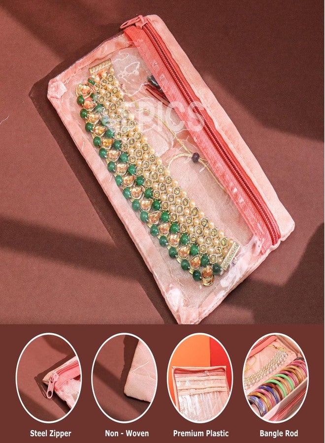 Epics Premium Peach Jewelry Organizer for Women – Zip Closure Bangle, Necklace & Earring Storage Case for Travel & Bridal Use - Image 4
