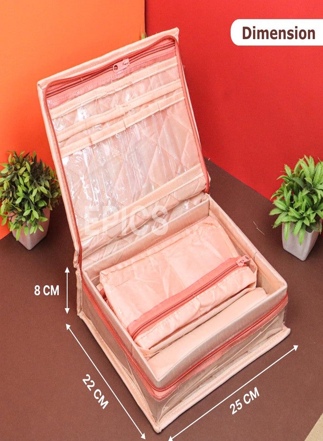 Epics Premium Peach Jewelry Organizer for Women – Zip Closure Bangle, Necklace & Earring Storage Case for Travel & Bridal Use - Image 2