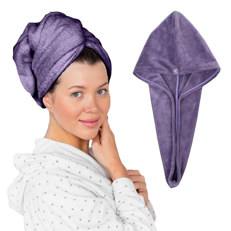 HOUSSE Microfibre Head Towels | 550 GSM High Absorbent Hair Wrap with Adjustable Buttons for Girls | Super Soft & Quick Dry Wrap Towel for Hairs | Pack of 1 | 25x65 cm(Cadet) - Image 1