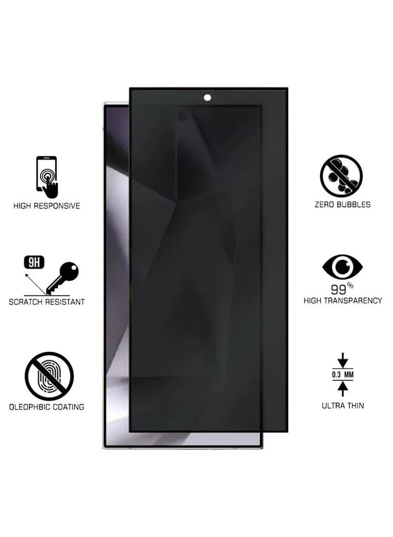Glass for Samsung Galaxy S25 Ultra Privacy Glass Screen Protector Anti-Spy Tempered Glass Film 9H Hardness Scratch Resistant FINGERPRINT Working Screen Protector - Image 3
