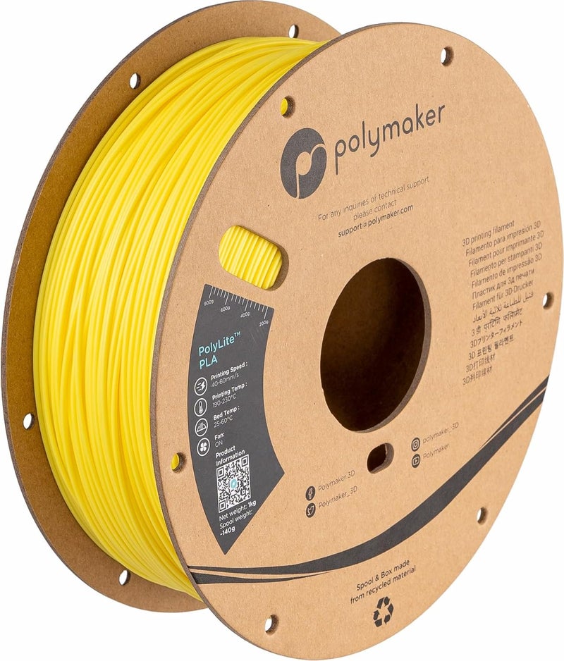 polymaker خيوط PLA، أصفر ليموني خيوط طباعة ثلاثية الأبعاد PLA 1.75 مم 1 كجم - خيوط طابعة PolyLite 3D PLA، دقة أبعاد +/- 0.03 مم، متوافقة مع معظم الطابعات ثلاثية الأبعاد، أصفر ليموني - Image 1