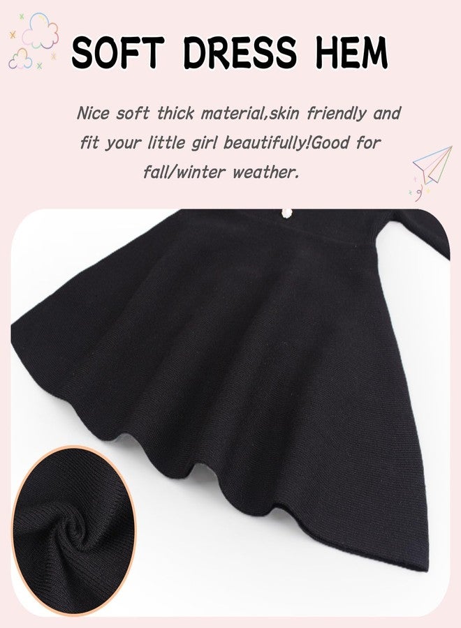 Peecabe Ruffles Baby Girls Cardigan Warm Infant Toddler Sweater Dress Girls Long Sleeve V-Neck Cardigans Autumn Winter (Black, 6T) - Image 5