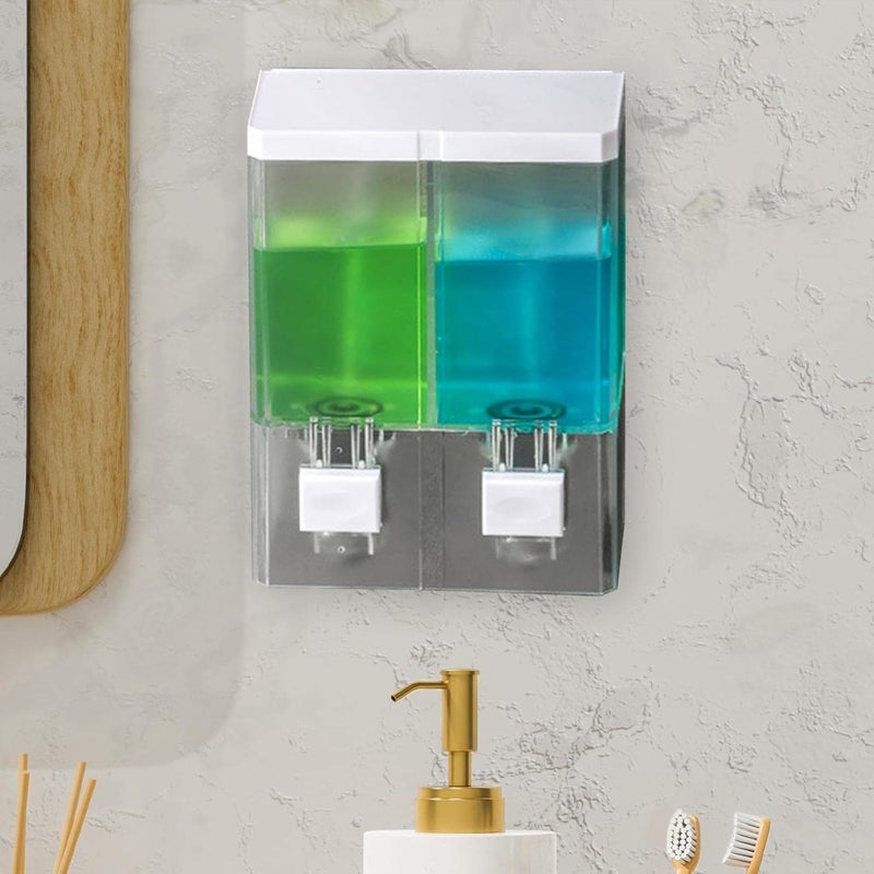 GLIVE (LABEL) Shampoo and Conditioner Dispenser Shower Dispenser Soap Dispenser Wall Mounted Manual Soap Dispenser Containers Plastic Hand Wash Soap Wall Dispenser for Bathroom Kitchen Hotel Liquid - Image 4
