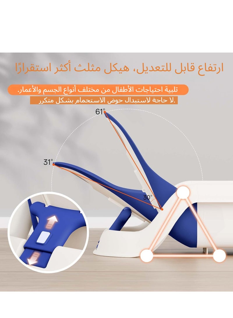 اكسيسن حوض استحمام للأطفال 5 في 1، حوض استحمام قابل للتعديل مع عرض درجة حرارة الماء في الوقت الفعلي، حوض استحمام بزاوية قابلة للإمالة للرضع، حوض استحمام محمول للسفر لحديثي الولادة، ارتفاع قابل للتعديل - Image 2