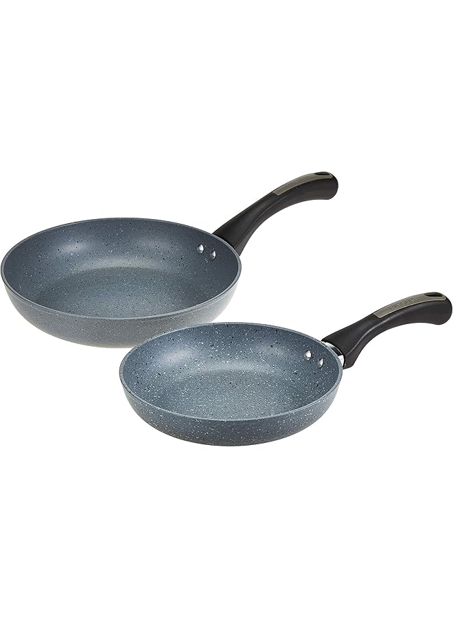 برستيج طقم مقالي مرقط من قطعتين، مقاس 20 سم و25 سم | مطلي بالجرانيت | غير لاصق | متوافق مع أجهزة الحث الحراري، رمادي - Image 1