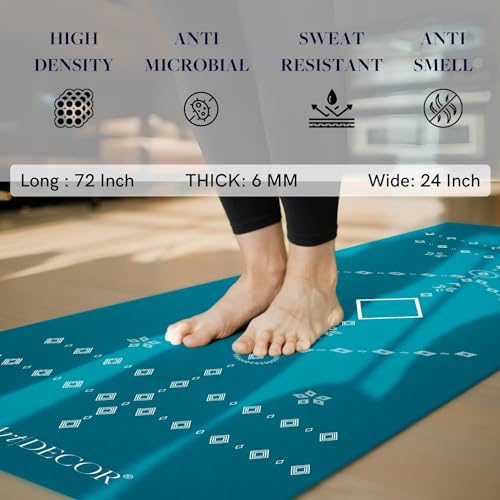 ThinkArtDecor Think Art Decor Alignment Yoga Mat With Strap For Men, Women, Kids | Anti-Slip Extra thick, long & Wide Exercise Sports Mat for Workout, Fitness, Yoga, Gym, Home & Pilates (24X72 inch, Ocean Blue) - Image 2