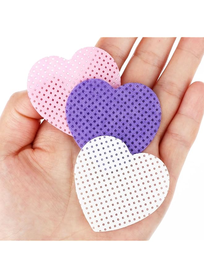 KASTWAVE 600 Pcs Lint Free Cotton Pads Heart Shaped Non Woven Wipes For Eyelash Extension & Nail Care (White Pink Purple) - Image 3