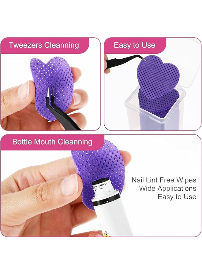 KASTWAVE 600 Pcs Lint Free Cotton Pads Heart Shaped Non Woven Wipes For Eyelash Extension & Nail Care (White Pink Purple) - Image 4