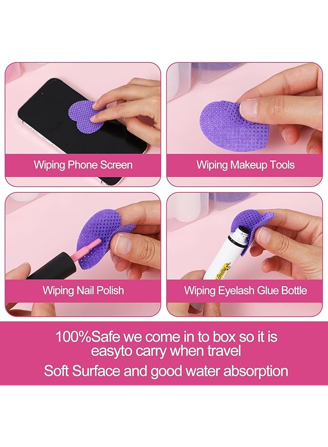 KASTWAVE 600 Pcs Lint Free Cotton Pads Heart Shaped Non Woven Wipes For Eyelash Extension & Nail Care (White Pink Purple) - Image 5