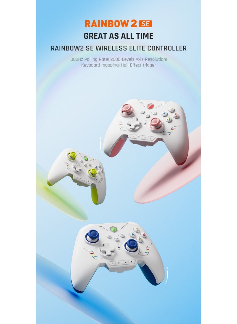 general Professional Gamepad RAINBOW 2 SE Wireless Gaming Controller for Switch / PC /Android / iOS with Hall Effect Linear Trigger, Hall Joystick, 1000mAh Battery, 1000Hz Polling Rate, 12-Bit Axis-Resolution, 2.4G/Bluetooth/Wired connected, Mapping Motion Control, 180° Wrapped Rubberized Grip, Adaptive Calibration, 0 Deadzone Joystick, 4 Remappable Additional Buttons - Image 2