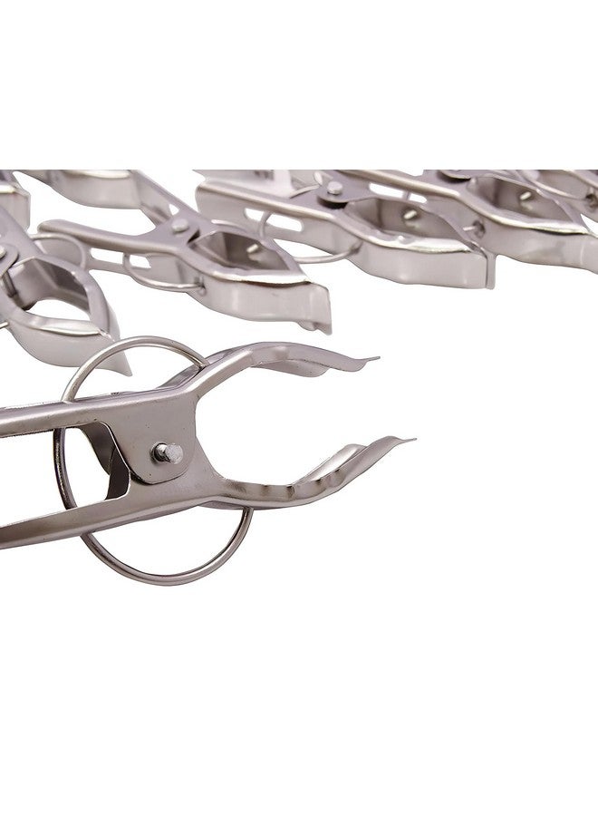Kuber Industries Clothes Pegs Set Of 24|Cloth Drying Clips For Rope|Strong Grip & Solid Ring|Idol For Stand, Pipe (Silver) - Image 5