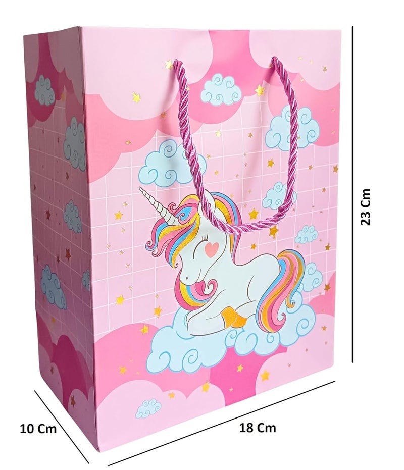 Gold Leaf GOLD LEAF Unicorn Themed Paper Bags, Unicorn Gift Goody Bags Candy Bag with Handle Reusable Birthday Bag Sweet Treat Bags Party Bags for Girls Kids Celebrations Baby Shower Halloween Christmas (Dark Pink, 1 Count (Pack Of 6))  - Image 3
