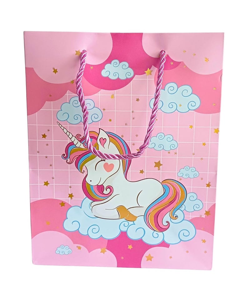 Gold Leaf GOLD LEAF Unicorn Themed Paper Bags, Unicorn Gift Goody Bags Candy Bag with Handle Reusable Birthday Bag Sweet Treat Bags Party Bags for Girls Kids Celebrations Baby Shower Halloween Christmas (Dark Pink, 1 Count (Pack Of 6))  - Image 2