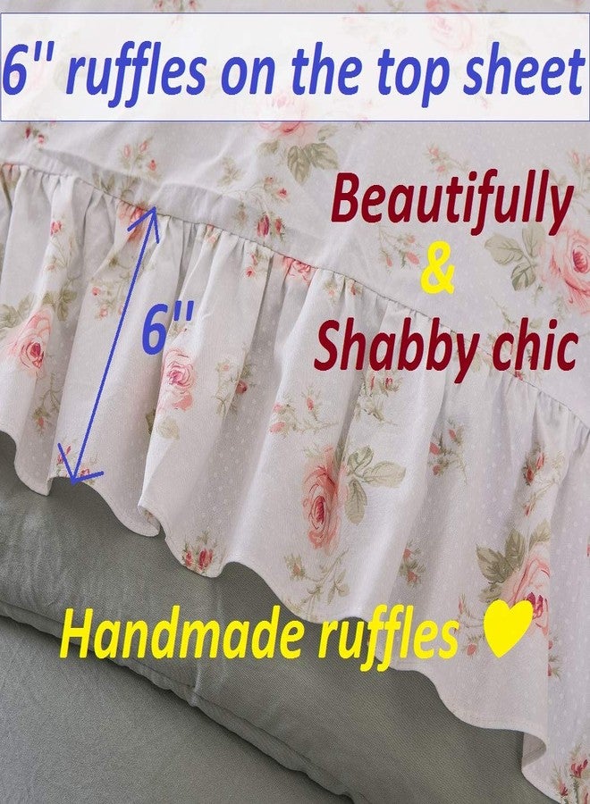 QSH Queen's House Floral Print Ruffled Bed Sheet Set 4-Piece King Multi 170304-sheetQ-king - Image 2