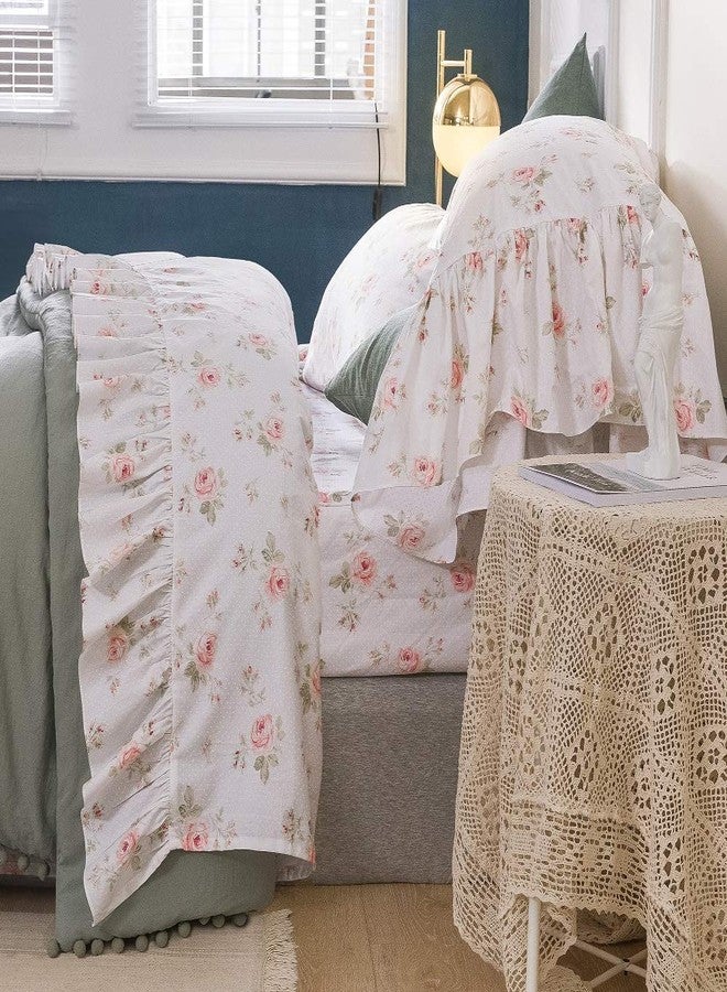 QSH Queen's House Floral Print Ruffled Bed Sheet Set 4-Piece King Multi 170304-sheetQ-king - Image 1