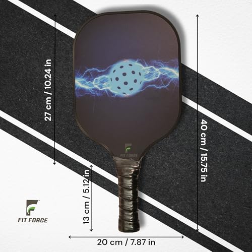 FIT FORGE Pickleball Paddle Set – 2 Fiberglass Paddles (1.5 Cm), 4 Pickleballs, Dual Paddle Cover Bag & Cushioned Comfort Grip – Durable Outdoor Game, Carbon Blue - Image 5