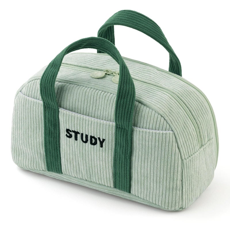EASTHILL Corduroy Hand-held Pencil Case Large Cute Pencil Pouch Stationery Pen Bag for Teen Girls-Green - Image 1