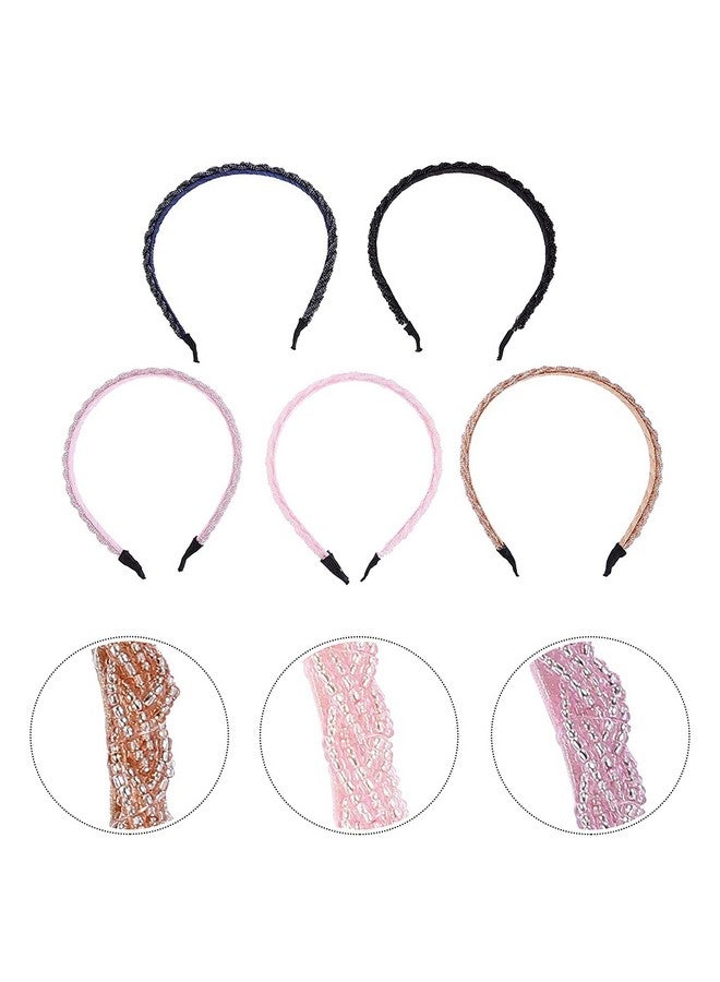 El Regalo 2PCs Braided Crystal Beads Hair Bands for Kids/Girls/Teens/Women | Party Bridal Headpieces | Crystal Headband Fine Glitter Crystal Hairband Headband (Pink & Blue) - Image 5