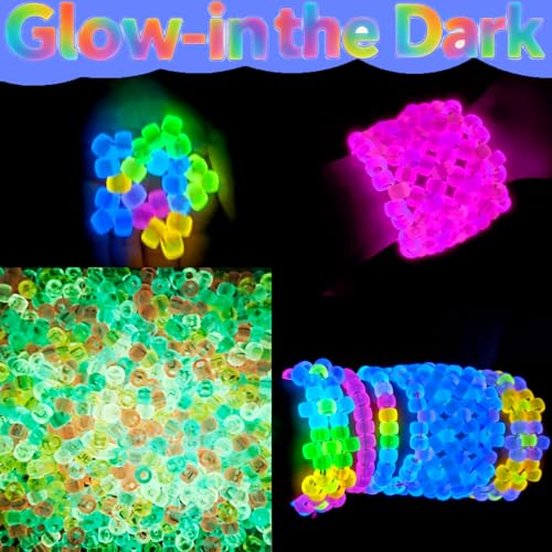 JULIMAIDONG 2400Pcs Glow in The Dark Pony Beads Bulk,20 Colors Rainbow Kandi Bead for Hair Braiding Friendship Bracelet Making Kandi Jewelry Key Chains DIY Crafts Chirstmas Gifts (2400PCS(20Color)) - Image 4