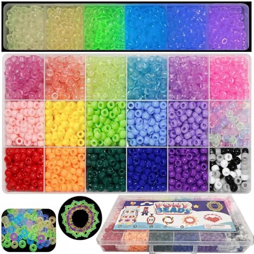 JULIMAIDONG 2400Pcs Glow in The Dark Pony Beads Bulk,20 Colors Rainbow Kandi Bead for Hair Braiding Friendship Bracelet Making Kandi Jewelry Key Chains DIY Crafts Chirstmas Gifts (2400PCS(20Color)) - Image 1
