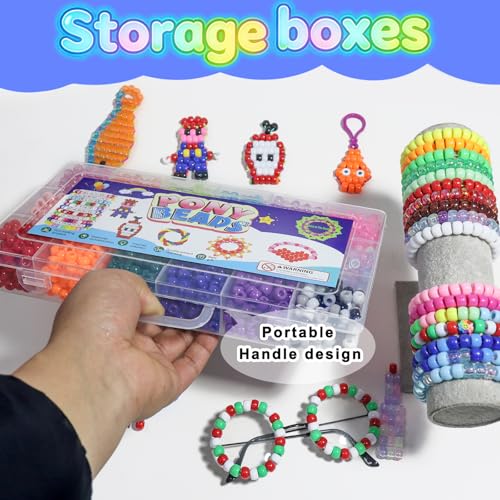 JULIMAIDONG 2400Pcs Glow in The Dark Pony Beads Bulk,20 Colors Rainbow Kandi Bead for Hair Braiding Friendship Bracelet Making Kandi Jewelry Key Chains DIY Crafts Chirstmas Gifts (2400PCS(20Color)) - Image 5