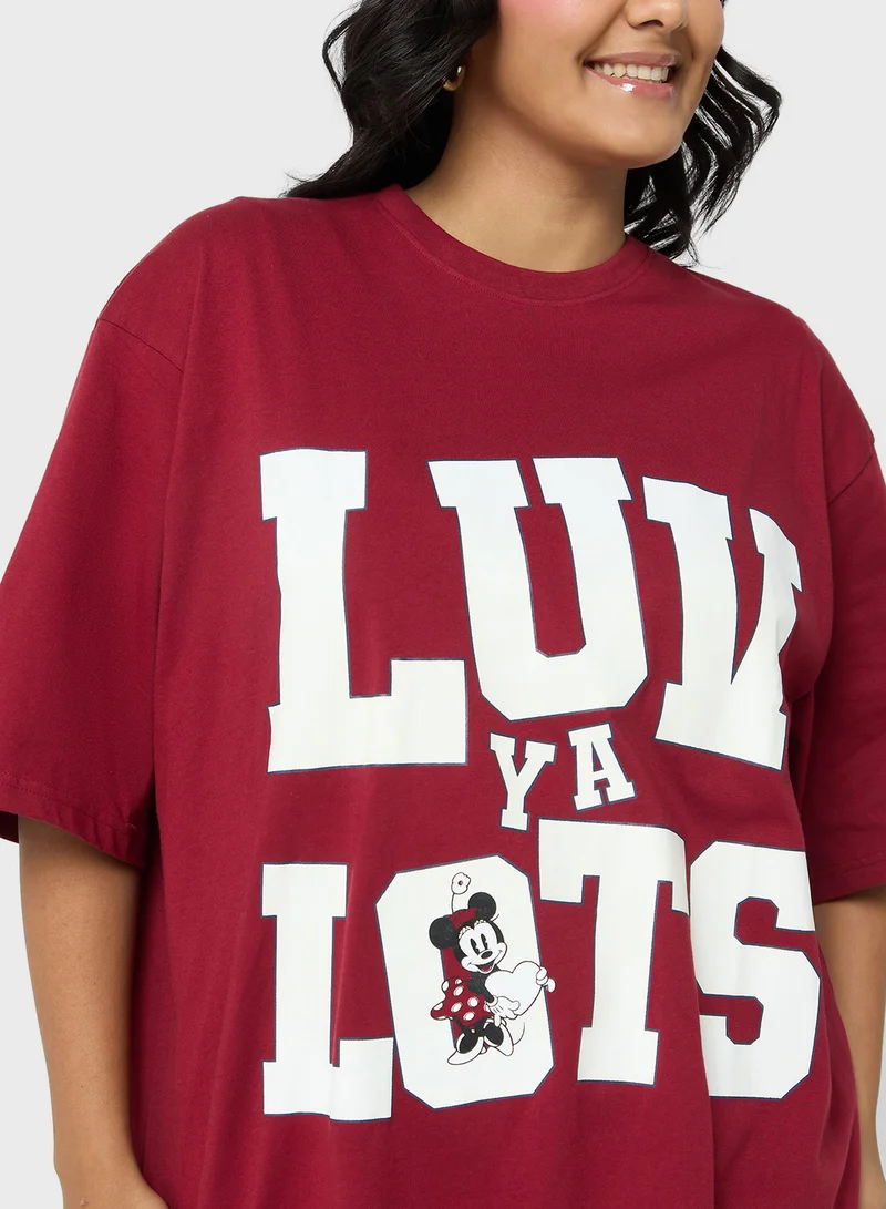 Disney Minnie Plus Size Oversize Graphic T-Shirt