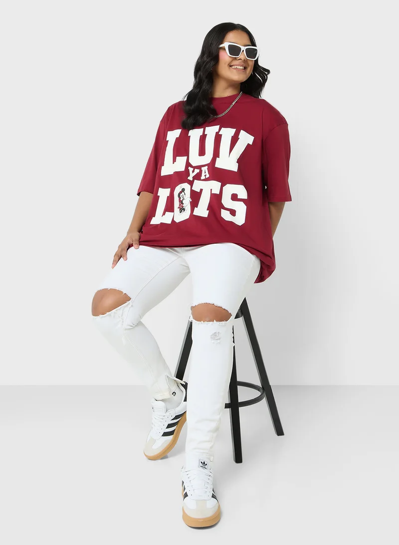 Disney Minnie Plus Size Oversize Graphic T-Shirt
