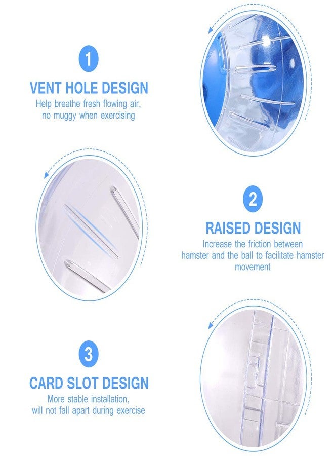 CHUQIANTONG Hamster Exercise Ball Silent Hamster Wheel Small Animals Transparent Ball for Dwar Rat Relieves Boredom and Increases Activity (4.8 inch, Blue) - Image 3