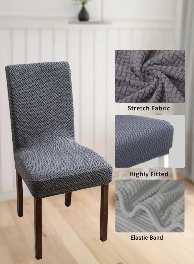 شو وو مجموعة من 6 قطع لأغطية الكراسي، أغطية كراسي جاكار مرنة، أغطية كراسي قابلة للتمدد، واقيات كراسي قابلة للغسل للاستخدام في المنزل والفنادق والولائم - Image 4