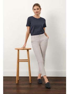 Women Regular Fit Plain Chino Pants, Beige