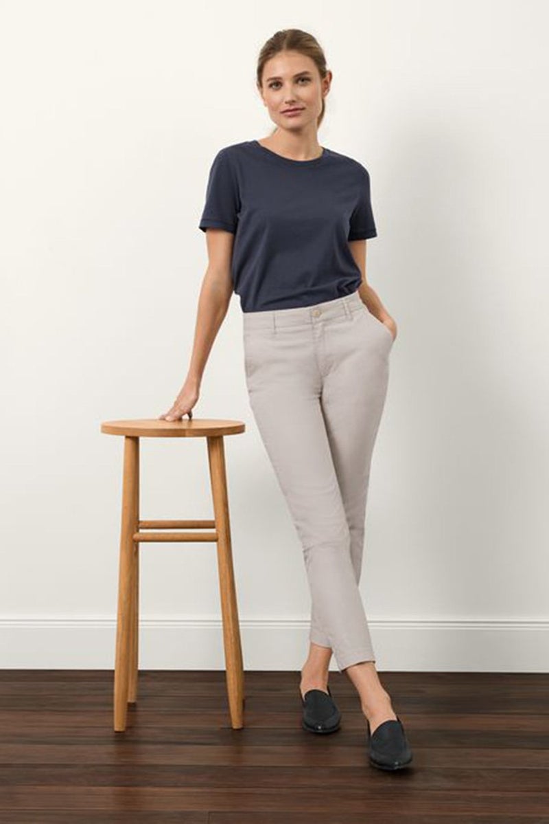 Tchibo Women Regular Fit Plain Chino Pants, Beige - Image 1