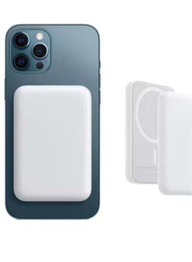 10000mAh Magnetic Power Bank for iPhone 12, 12 Pro, 12 Pro Max – Fast Wireless Charging, Slim Portable Design, Magnetic Attachment, Ultra-Compact External Battery Pack, LED Power Indicator, White Color