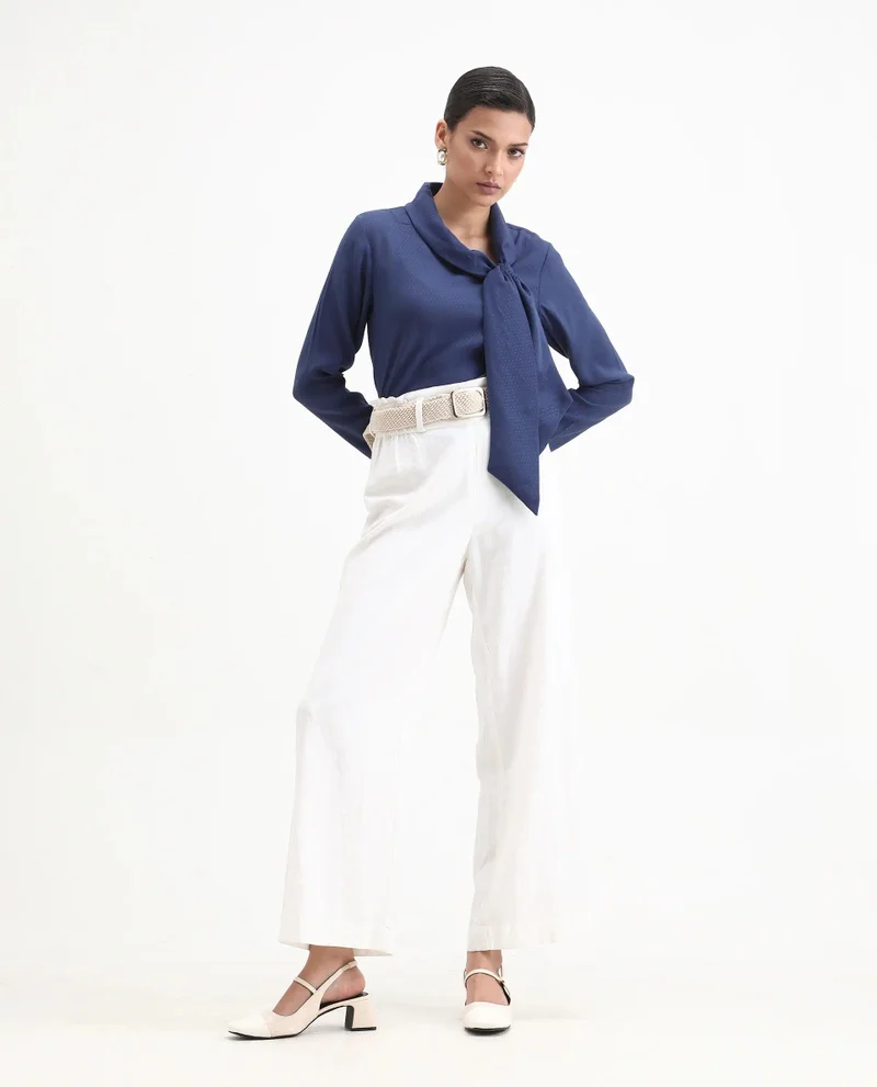 Rareism Women's Tie-Up Neck Top