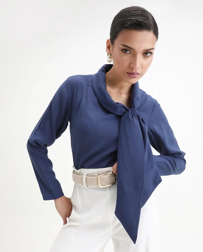 Rareism Women's Tie-Up Neck Top