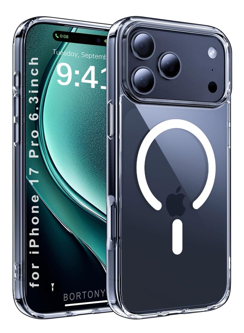 BORTONY iPhone 17 Pro Case Wireless Charging Support Clear Magnetic Cover for iPhone 17 Pro Max Shockproof Phone Case for iPhone 17 Pro 6.3 inch - Image 1