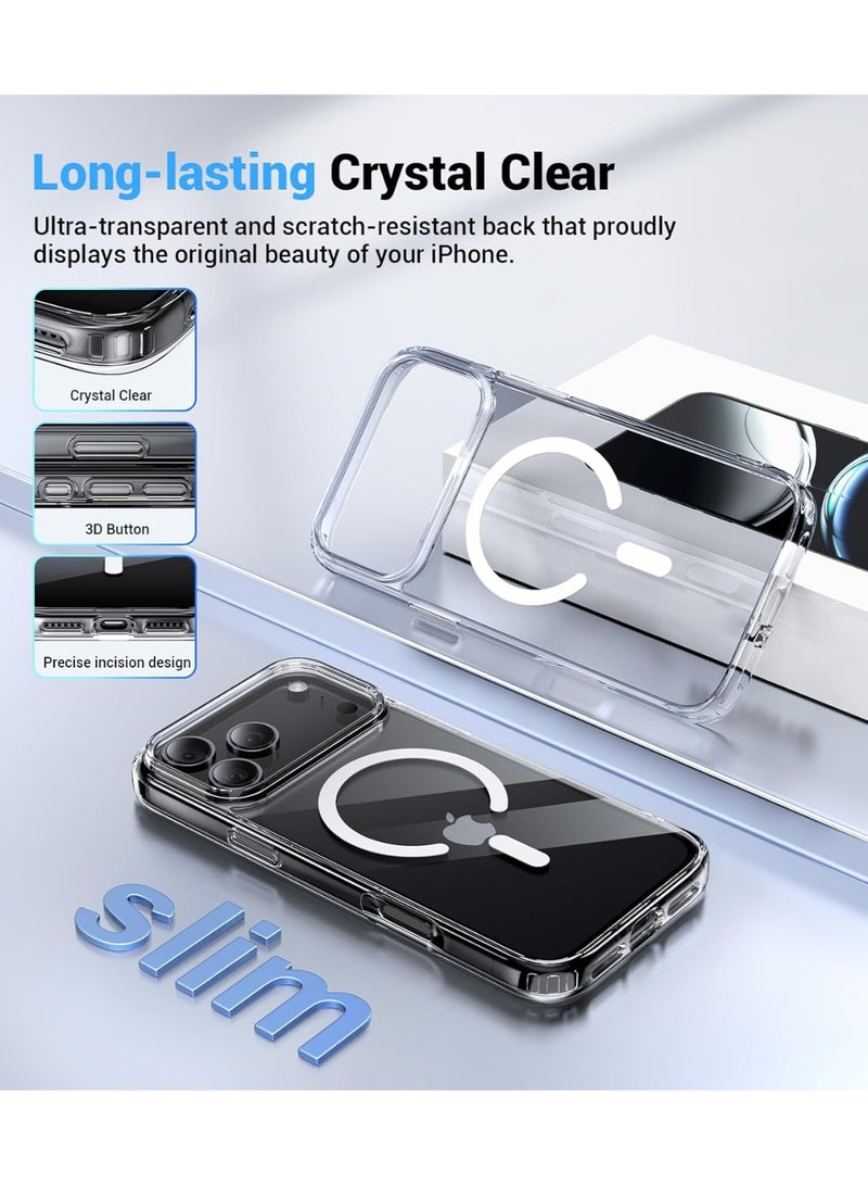 BORTONY iPhone 17 Pro Case Wireless Charging Support Clear Magnetic Cover for iPhone 17 Pro Max Shockproof Phone Case for iPhone 17 Pro 6.3 inch - Image 3