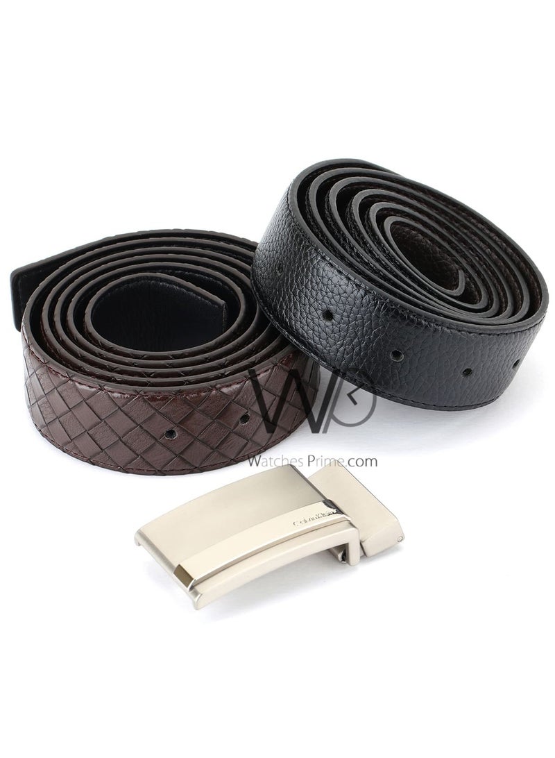CALVIN KLEIN JEANS PLUS Calvin Klein For Men Black And Brown Leather Belt Gift Box  - Image 3