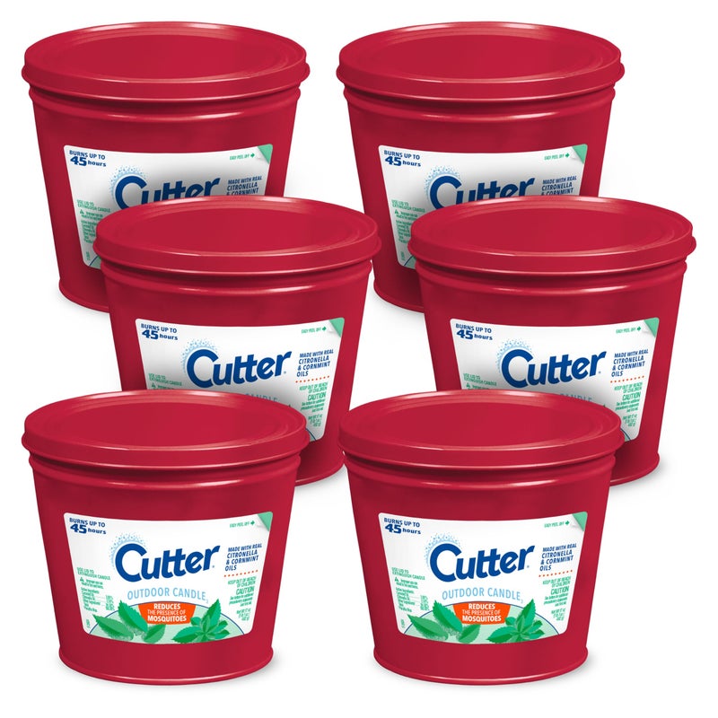 Cutter Candle, 17 Ounces, Outdoor Candle Made with Real Citronella Oil and Cornmint Oil Reduces The Presence of Mosquitoes with A Light, Fragrant Citronella and Mint Scent, 6 Pack - Image 1